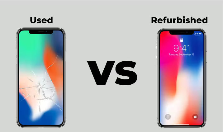 Side-by-side comparison of a certified refurbished phone and a used phone